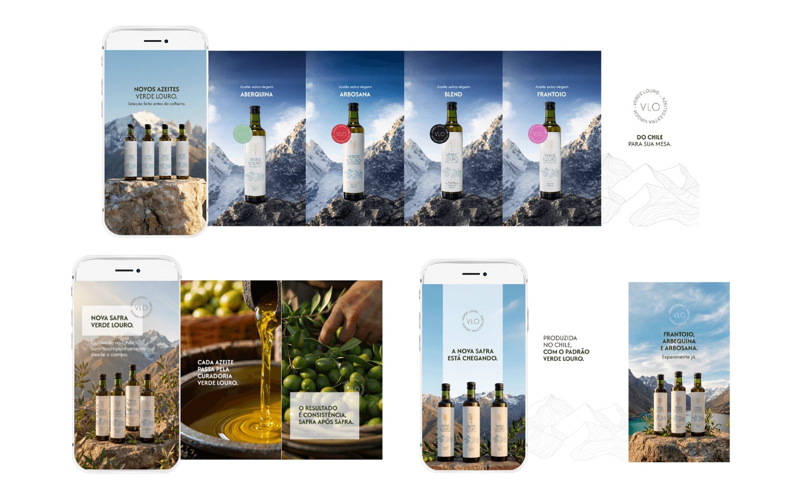 Mockups de celular com anúncios verticais e stories da nova safra